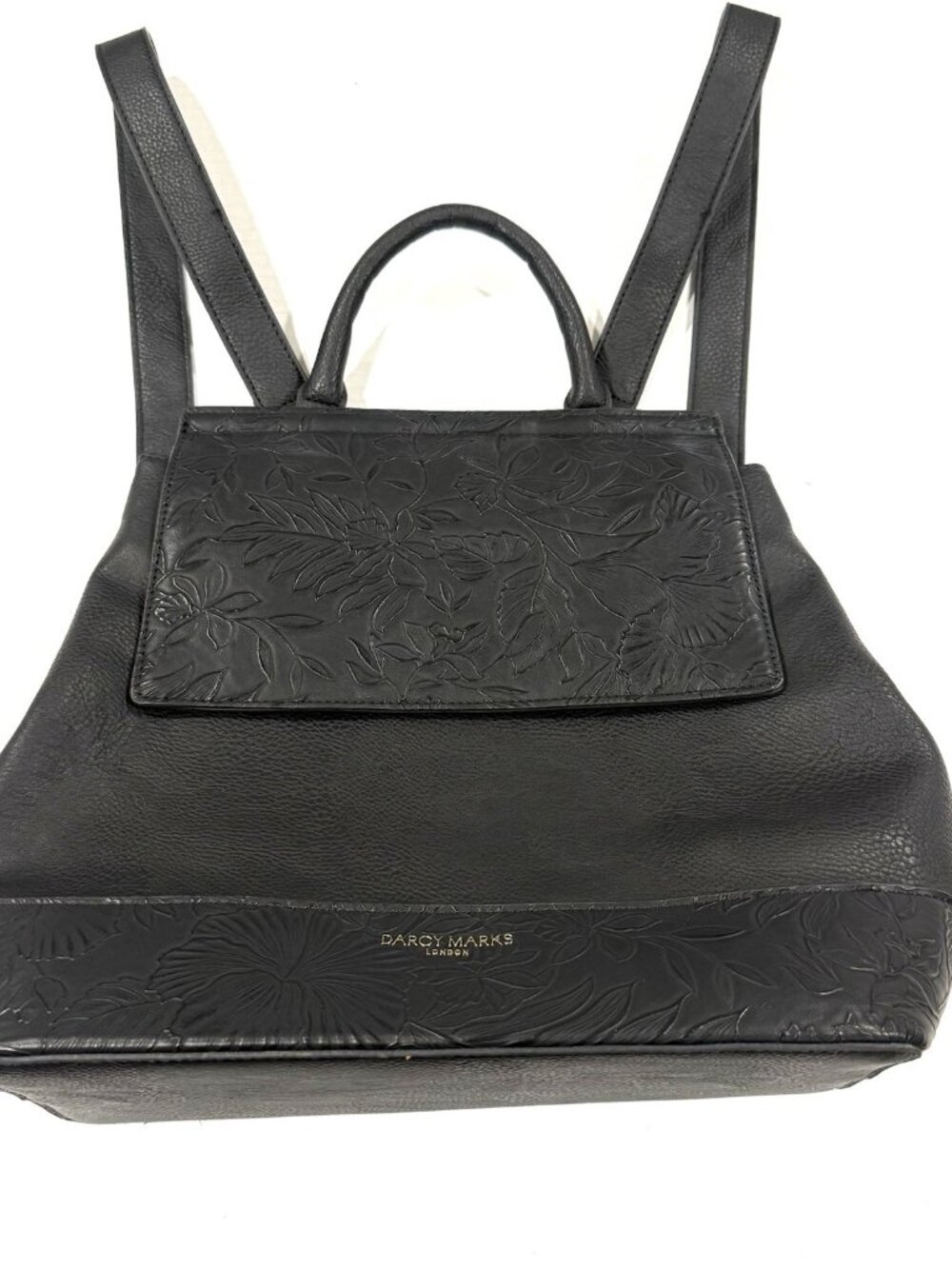Darcy Marks London Floral Embossed Black Backpack Purse